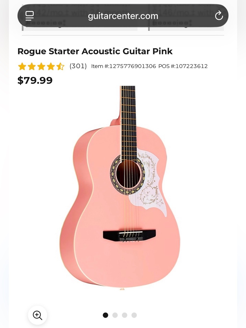 Cute Pink Rogue Starter Acoustic Guitar